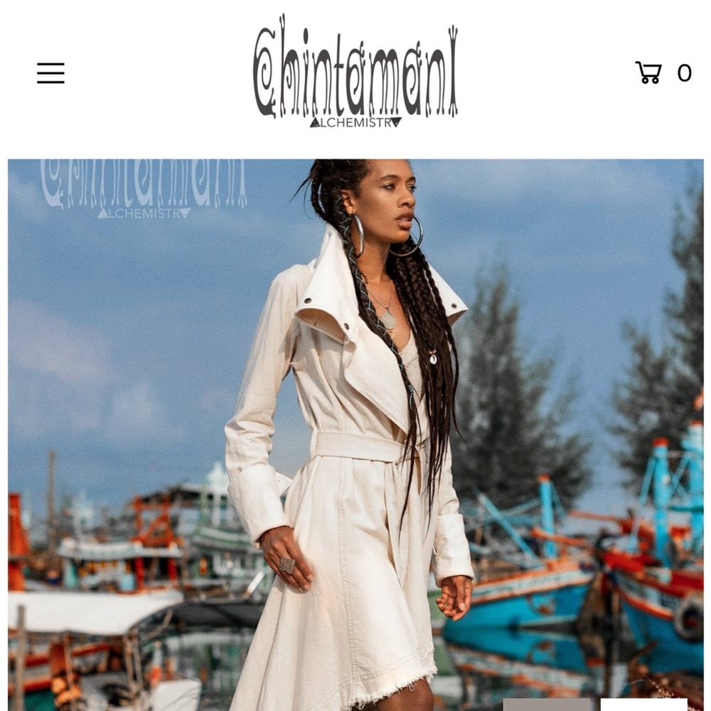 Mint condition raw linen asymmetrical coat from Chintamani Alchemistry.
